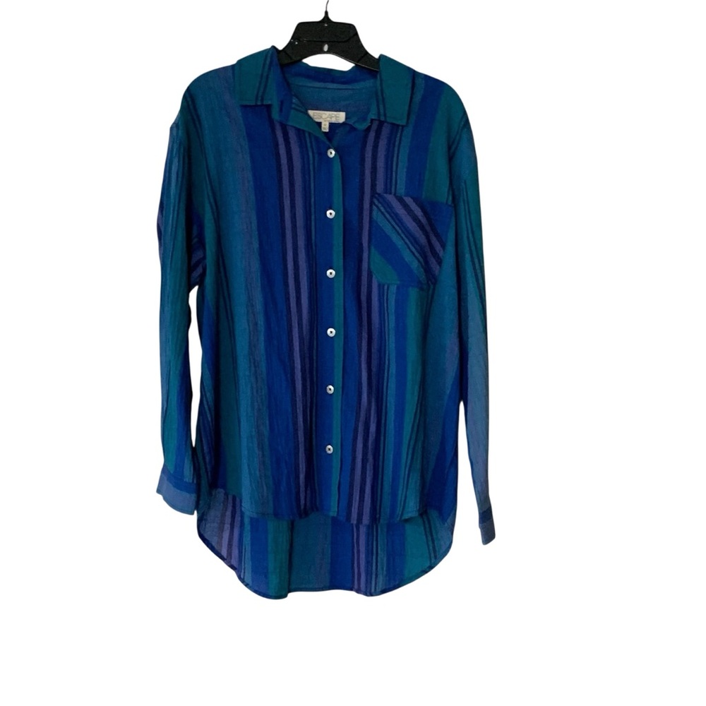 Escape by Habitat Clothes Medium Cotton Blend Button Front Striped Shirt